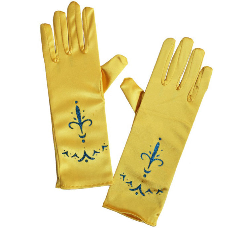 Translation missing: fr.Guantes largos de Princesa dorados infantiles de 24 cm