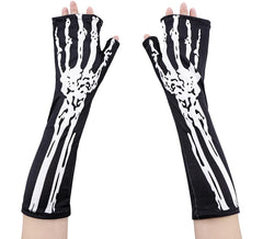 Gants squelette longs sans doigts