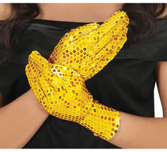 Gants Paillettes Doré Adulte 22 cm
