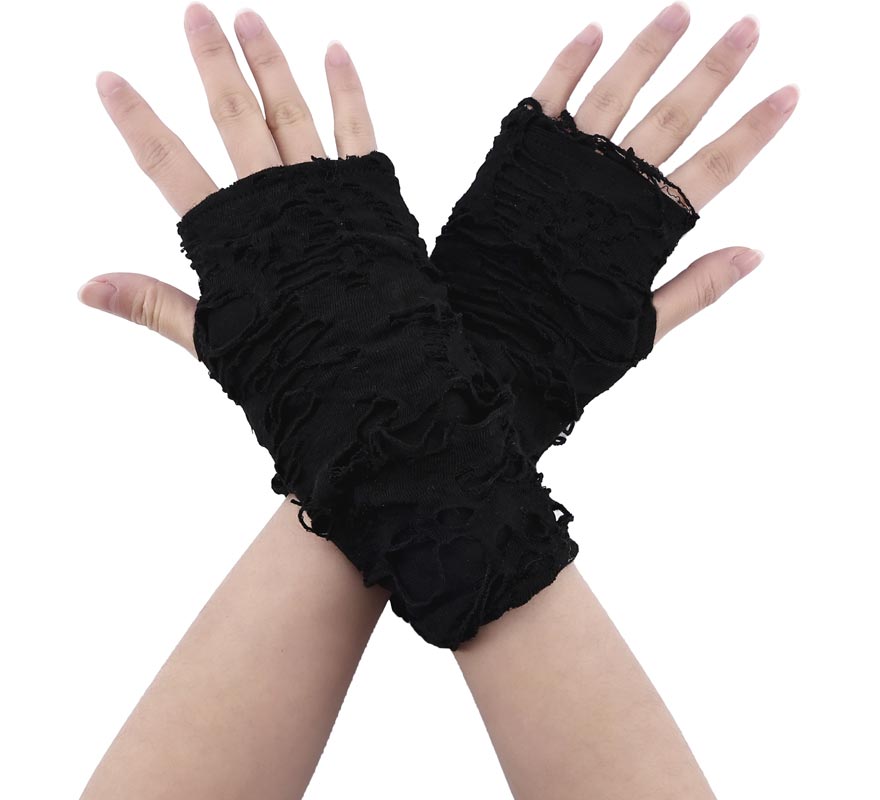 Translation missing: fr.Guantes Rasgado negro sin dedos