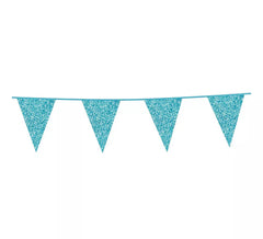 Guirlande 6 m de Fanions Paillettes Bleu Clair 16x20 cm