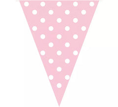 Guirlande de Fanions Rose à Pois Blancs 3,6 mts