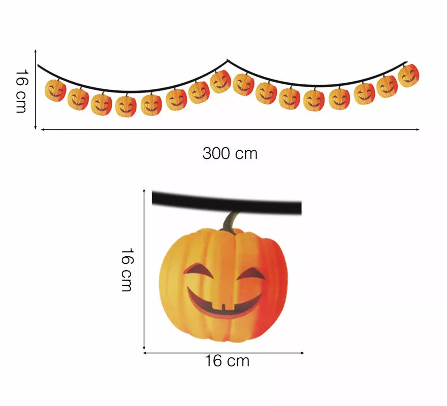 Translation missing: fr.Guirnalda Calabazas de 300 cm 16X16 cm (Alta calidad)
