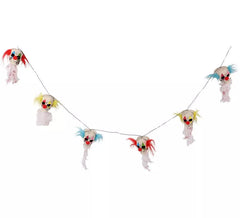 Gurlande avec 6 Têtes de Clown Lumineuses de 180 cm