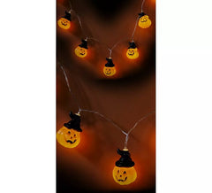 Guirlande de 10 citrouilles avec chapeaux et LED 150 cm