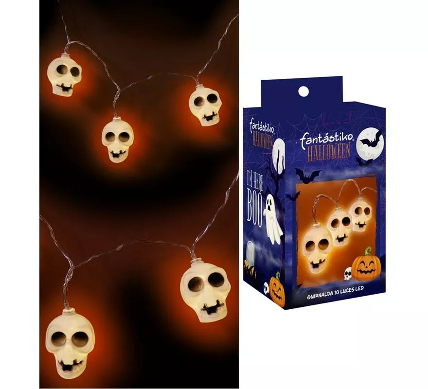 Translation missing: fr.Guirnalda de 10 Calaveras iluminación LED de 150 cm