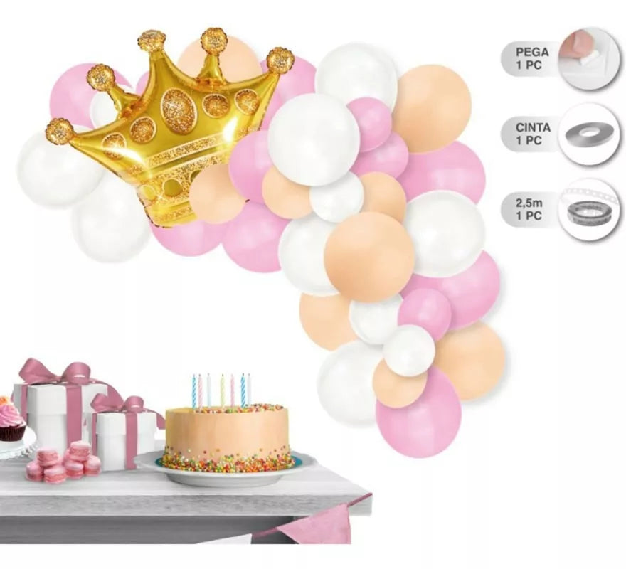Translation missing: fr.Guirnalda de 45 Globos con Corona dorada