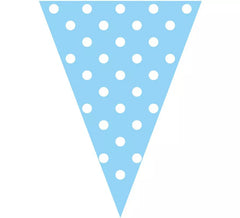 Guirlande de Fanions Bleu Ciel à Pois Blancs 3,6 mts