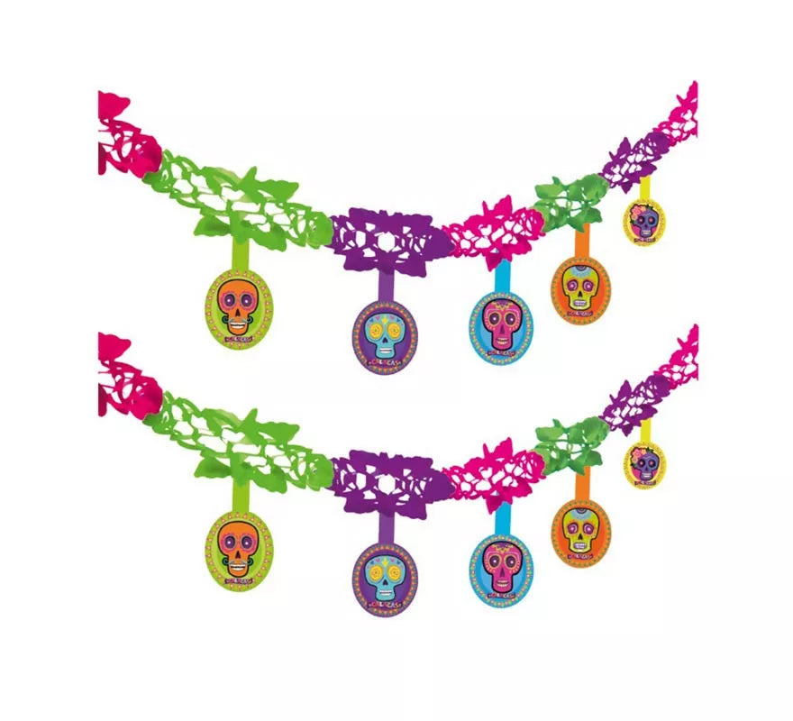 Translation missing: fr.Guirnalda de Día de los Muertos Calaveras multicolor de 2 m