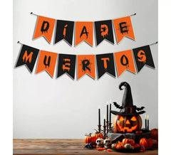 Guirlande du Jour des Morts noire et orange de 3 m