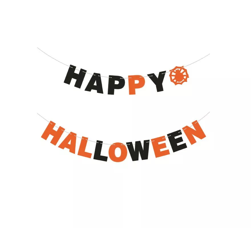 Translation missing: fr.Guirnalda de Happy Halloween naranja y negro de 3 m