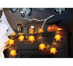 Guirlande de Feuilles de Citrouille avec Piles 20 Leds