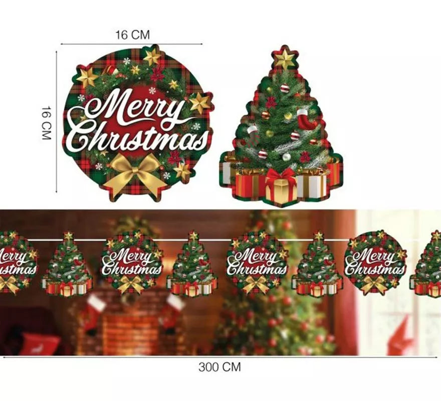 Translation missing: fr.Guirnalda de Merry Christmas de 300 cm y 16x16 cm por figura