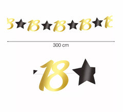 Guirlande Dorée 18 Ans de 300 cm