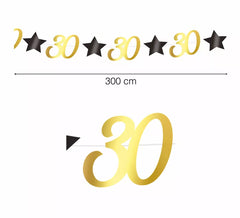 Guirlande Dorée 30 Ans de 300 cms