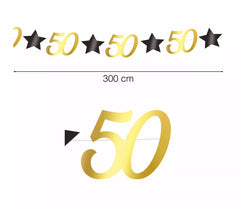 Guirlande Dorée 50 Ans de 300 cms