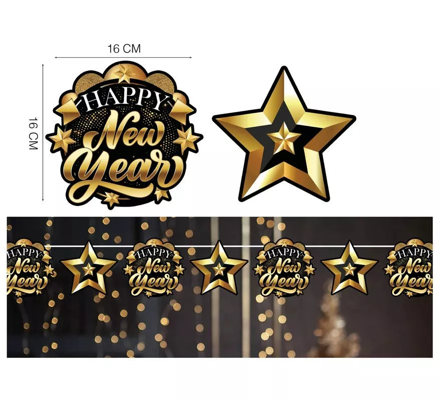 Translation missing: fr.Guirnalda Happy New Year Estrellas de 300 y 16x16 cm