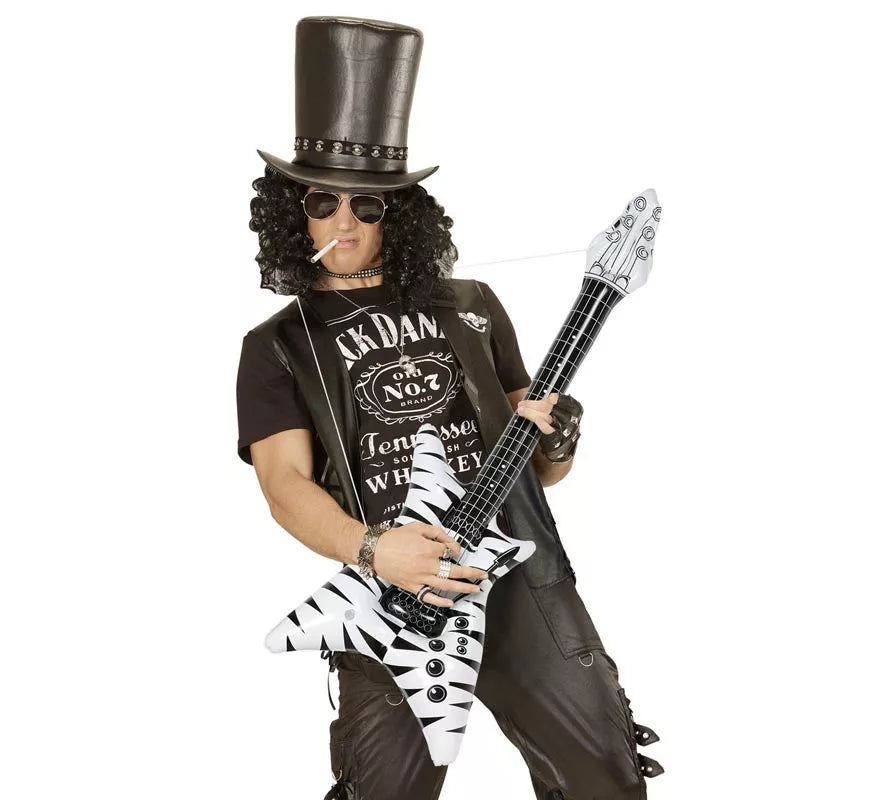 Guitarra Rockstar estampado cebra hinchable de 95 cm