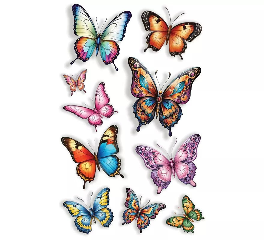 Translation missing: fr.Hoja de Tatuajes de Mariposas de 14x30 cm