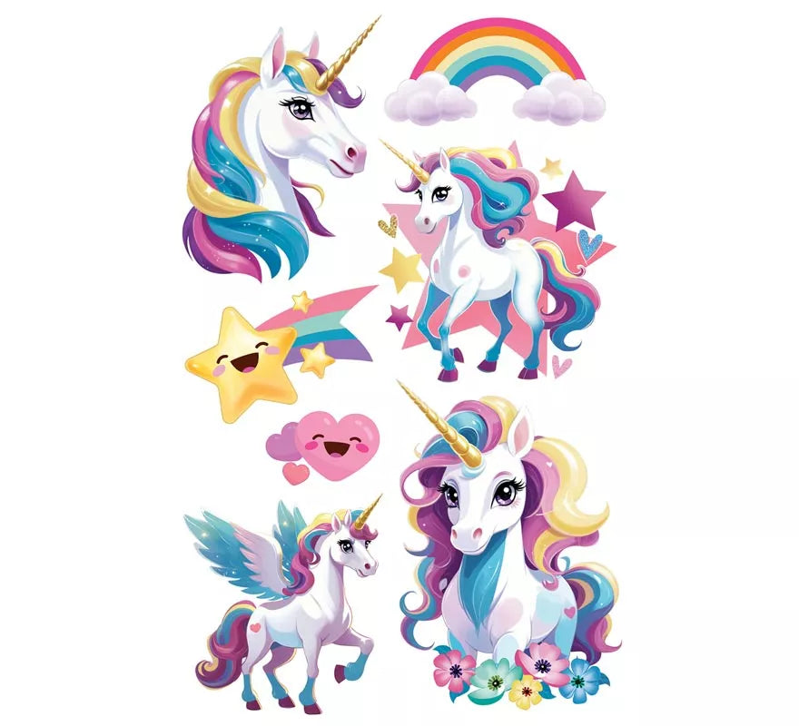 Translation missing: fr.Hoja de Tatuajes de Unicornios de 14x30 cm