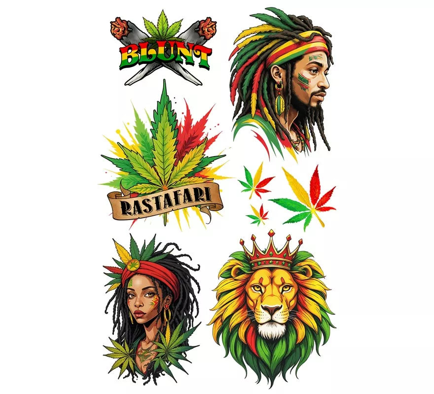 Translation missing: fr.Hoja de Tatuajes Jamaicanos de 14x30 cm