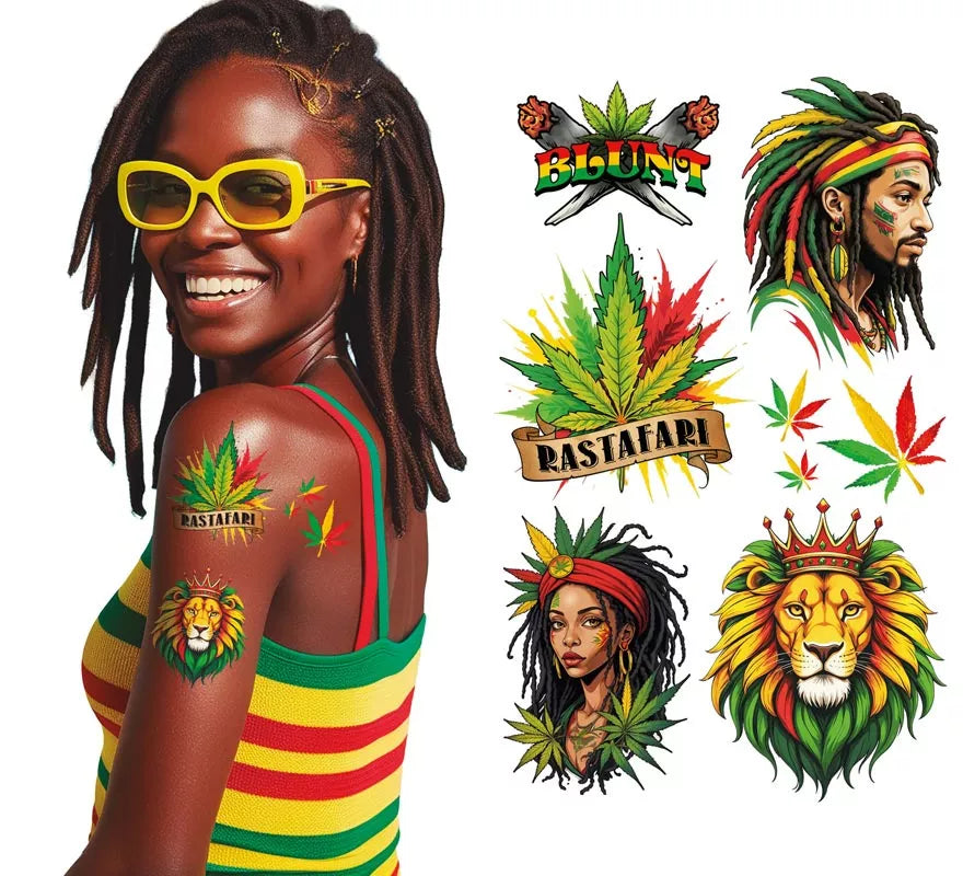 Translation missing: fr.Hoja de Tatuajes Jamaicanos de 14x30 cm