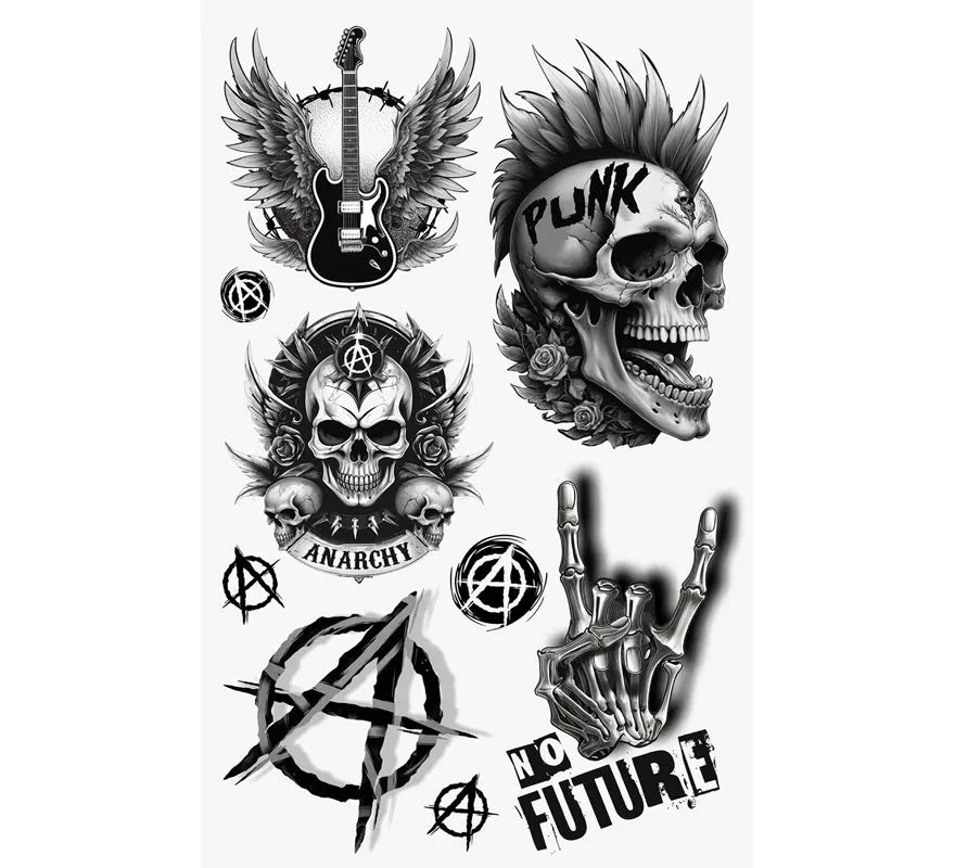 Translation missing: fr.Hoja de Tatuajes Punk de 14x30 cm