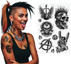 Planche de tatouages punk 14x30 cm
