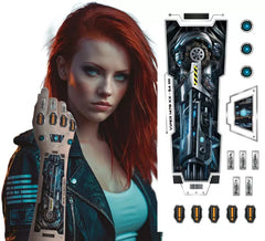 Feuille de tatouages de robot cyborg pour le bras 14x30 cm