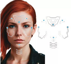 Feuille de tatouages de visage de robot cyborg 20x20cm