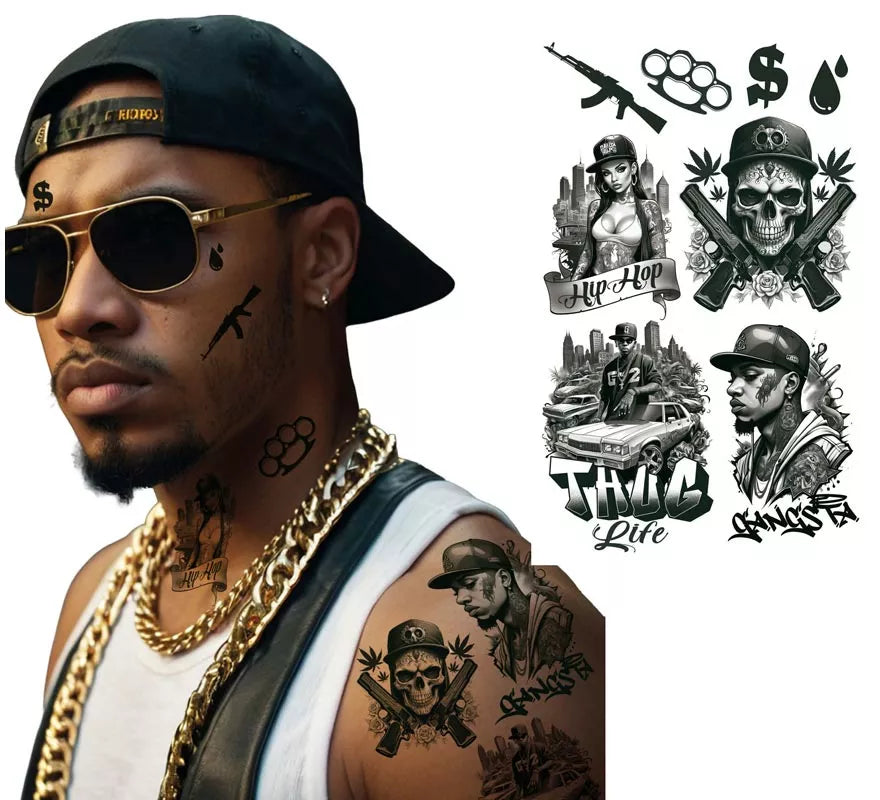 Translation missing: fr.Hoja de Tatuajes Thug Life de 14x30 cm