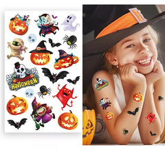 Feuille de tatouages colorés d’Halloween