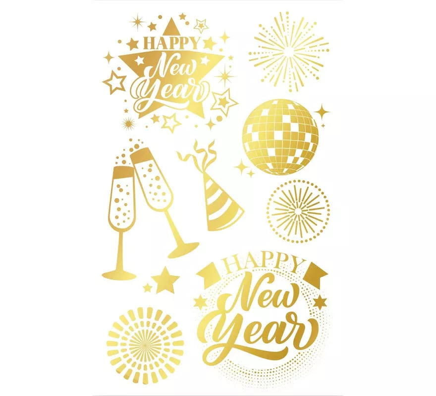 Translation missing: fr.Hoja Tatuajes Happy New Year dorado