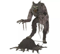 Loup-garou gris avec lumière et mouvement 1,5 m