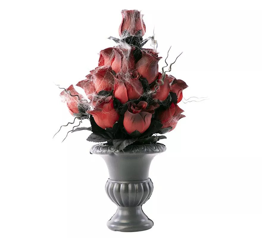 Translation missing: fr.Jarrón con rosas y telarañas de 15x15x34 cm