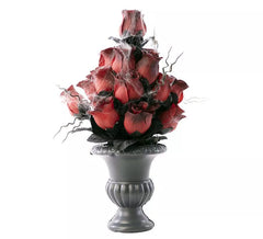 Vase avec roses et toiles d'araignées 15x15x34 cm