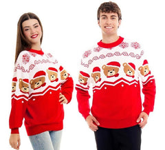 Pull de Noël ours rouge et blanc adulte