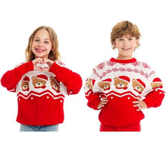 Pull de Noël ours rouge et blanc pour enfant