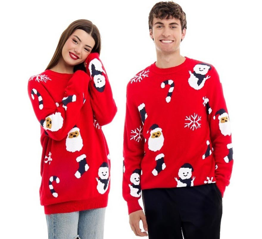 Translation missing: fr.Jersey de Navidad Papá Noel y Muñeco de Nieve Allover Print para adulto