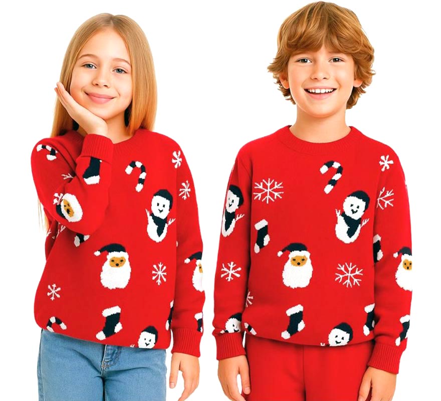 Translation missing: fr.Jersey de Navidad Papá Noel y Muñeco de Nieve Allover Print para niños