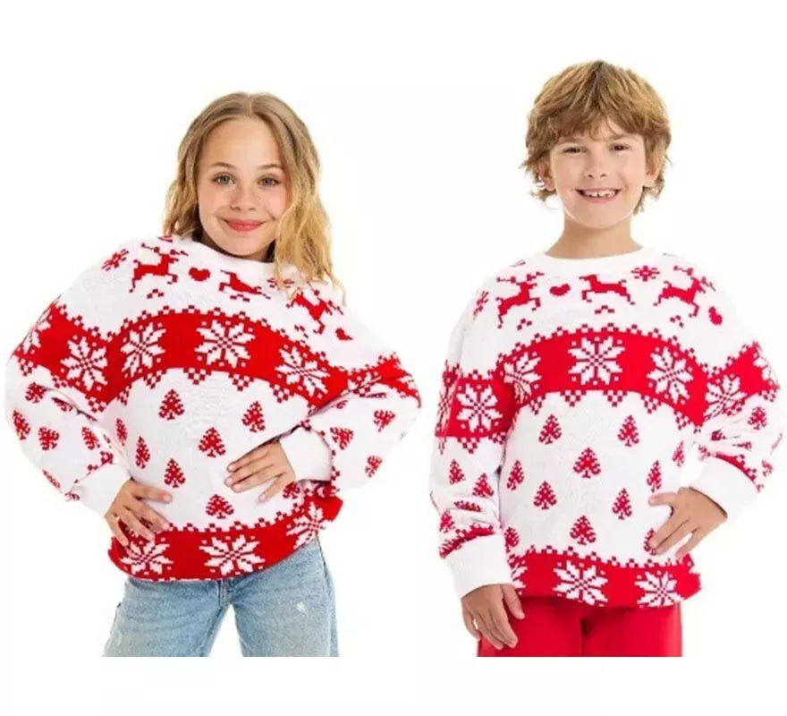 Translation missing: fr.Jersey de Navidad Woods Greca Copos rojo y blanco para niños