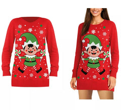 Pull long lutin de Noël pour femme