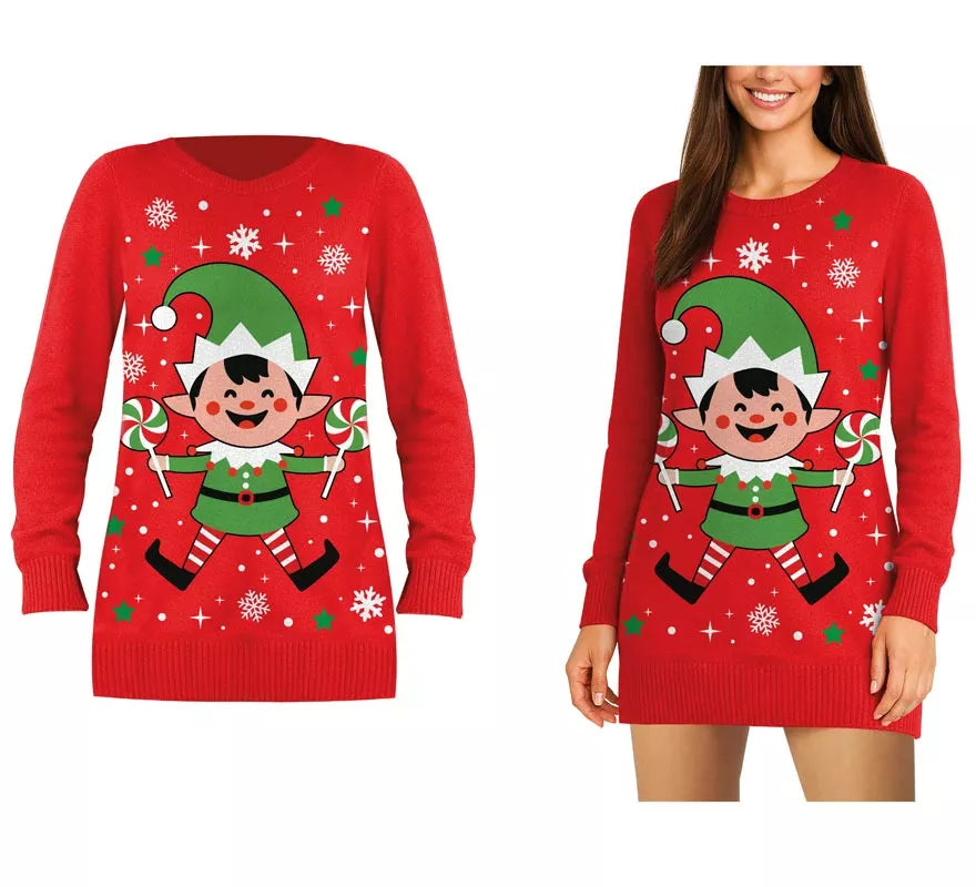 Translation missing: fr.Jersey Largo Navideño de Elfo para mujer