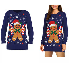 Pull de Noël long en pain d'épice pour femme