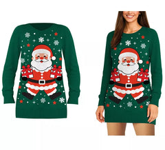 Pull long de Noël Père Noël pour femme