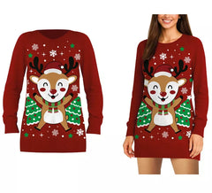 Pull long de Noël Renne pour femme