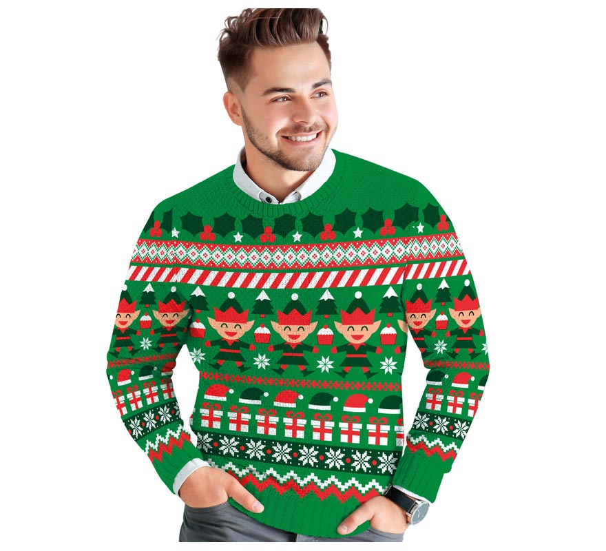 Translation missing: fr.Jersey Navidad Elfo verde para hombre