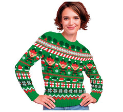 Pull de Noël Elfe vert pour femme