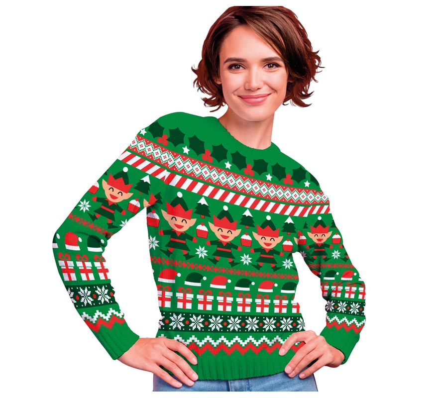 Translation missing: fr.Jersey Navidad Elfo verde para mujer