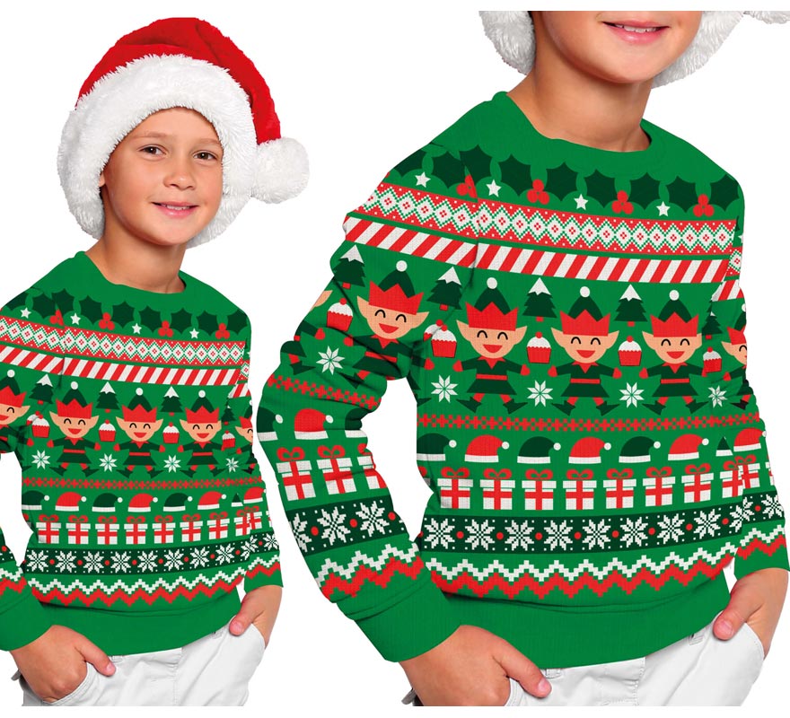 Translation missing: fr.Jersey Navidad Elfo verde para niños